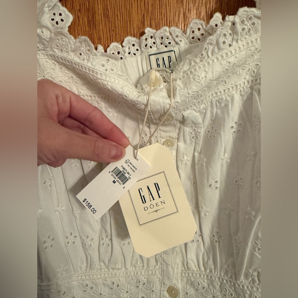 Doen Gap White Eyelet Midi Dress with Tiered Skirt - Picture 5 of 5